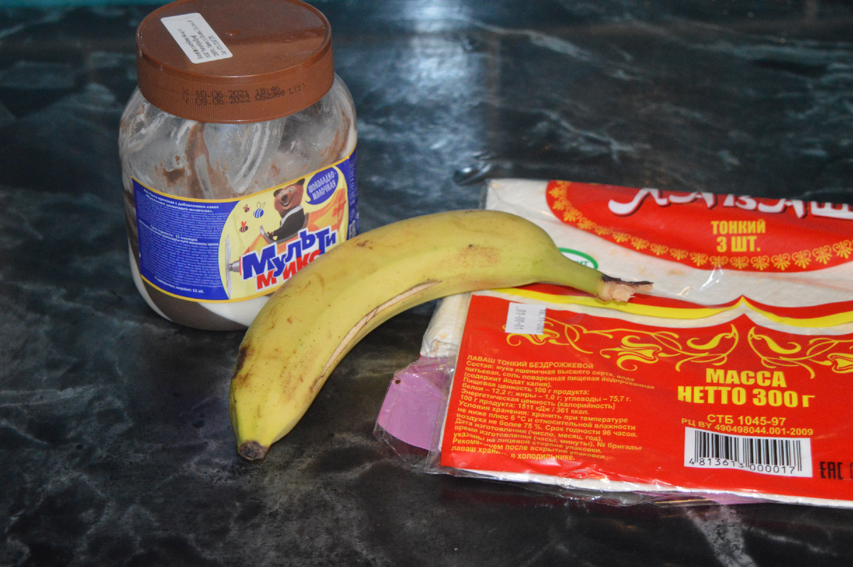 Легкие сладкие роллы из лаваша с бананом и шоколадом